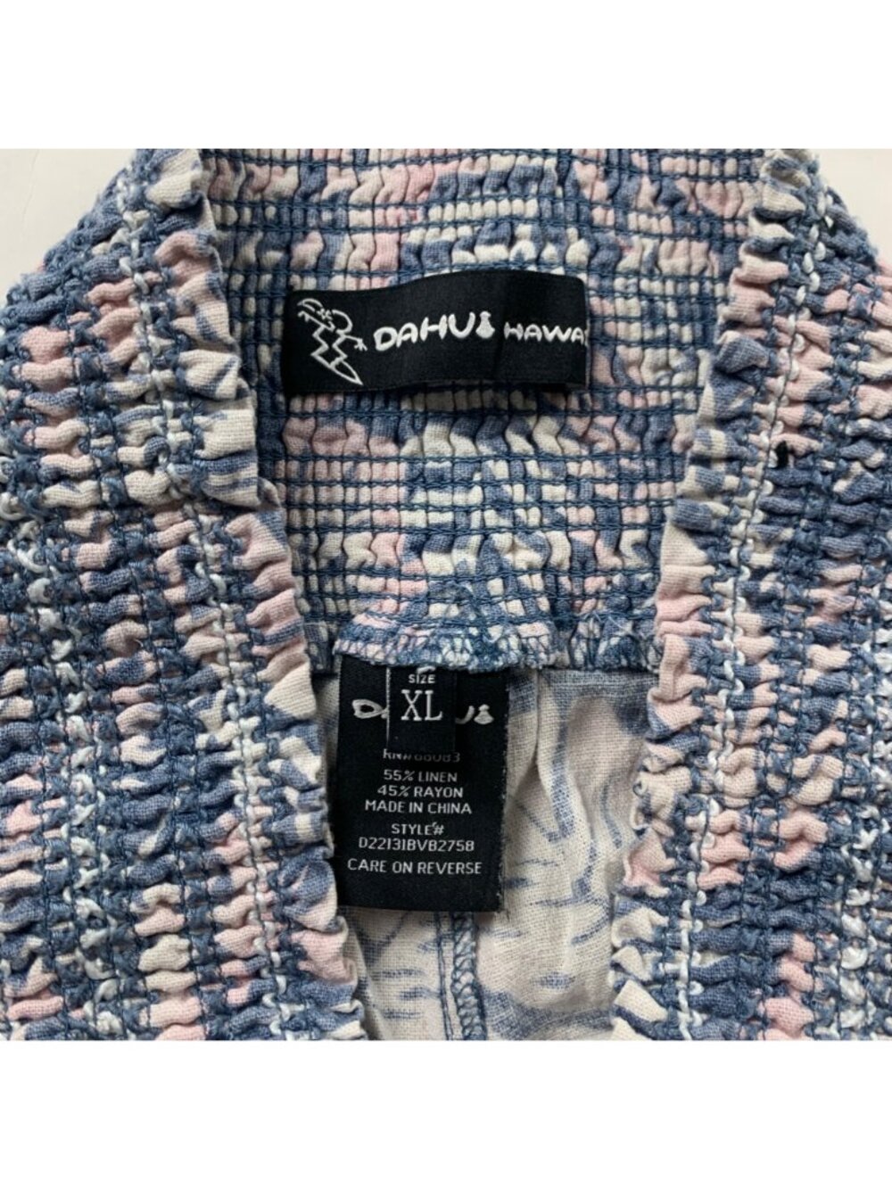 DAHUI Hawaii Linen Blend Pastel Palm Print Wide Leg Lounge Pant XL - Picture 3 of 5
